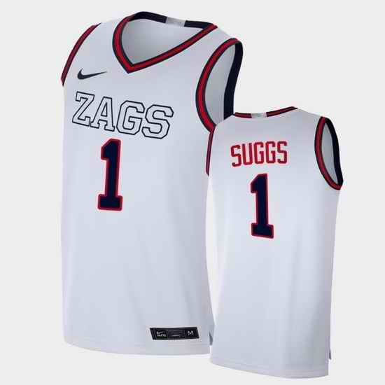 Men Gonzaga Bulldogs Jalen Suggs Replica White College Basketball 2020 21 Jersey